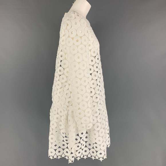 Nº21 White Polyester Eyelet Dropped Waist Dress - Picture 3 of 8
